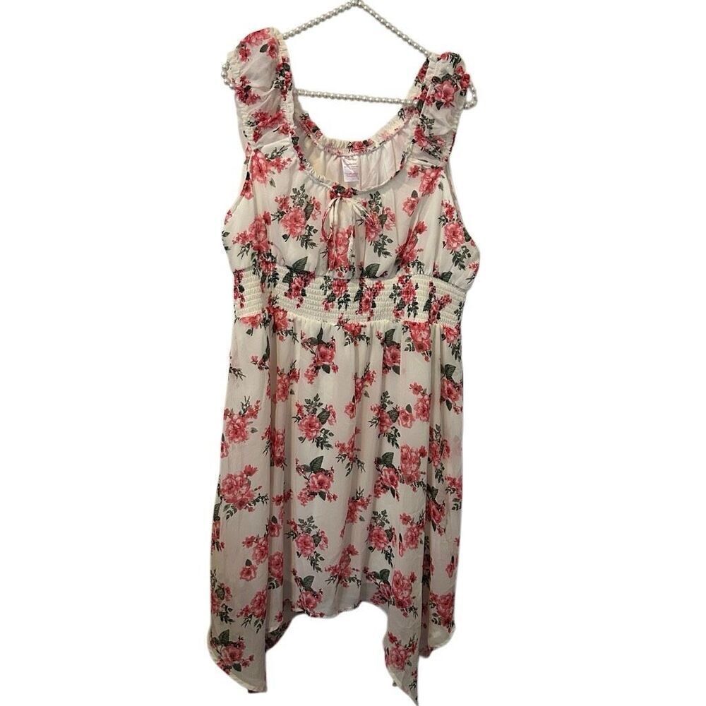 NOBO  Womens Babydoll Mini Dress Size‎ 3X Floral Spring fairy handkerchief hem